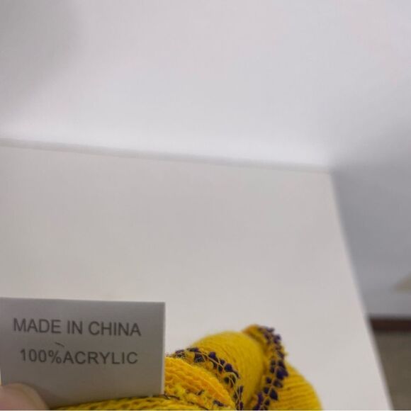 Minnesota Purple and Yellow Pom Pom Winter Cuff Hat - Picture 4 of 4